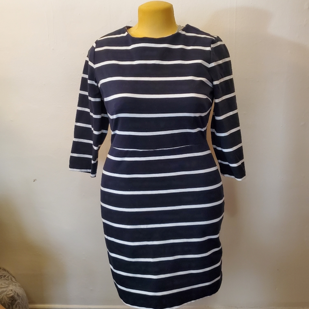 Old Navy Ponte Knit Black and White Striped Dress